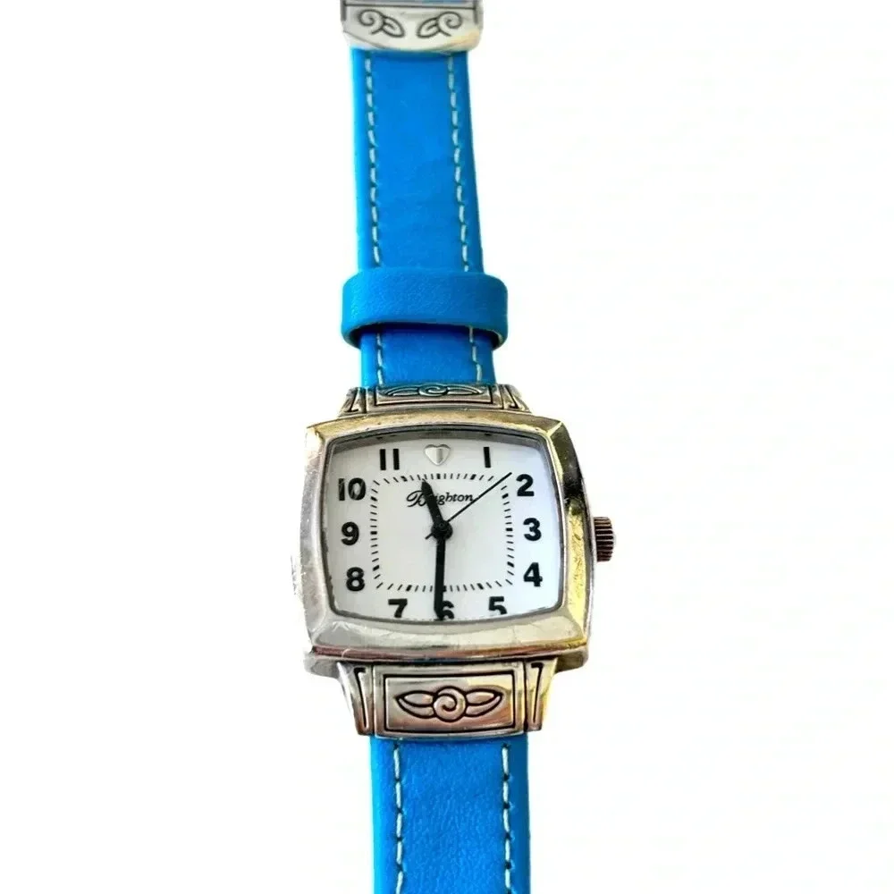 Brighton Orchard Ladies Watch Blue Leather Silver Plated Retired New Battery